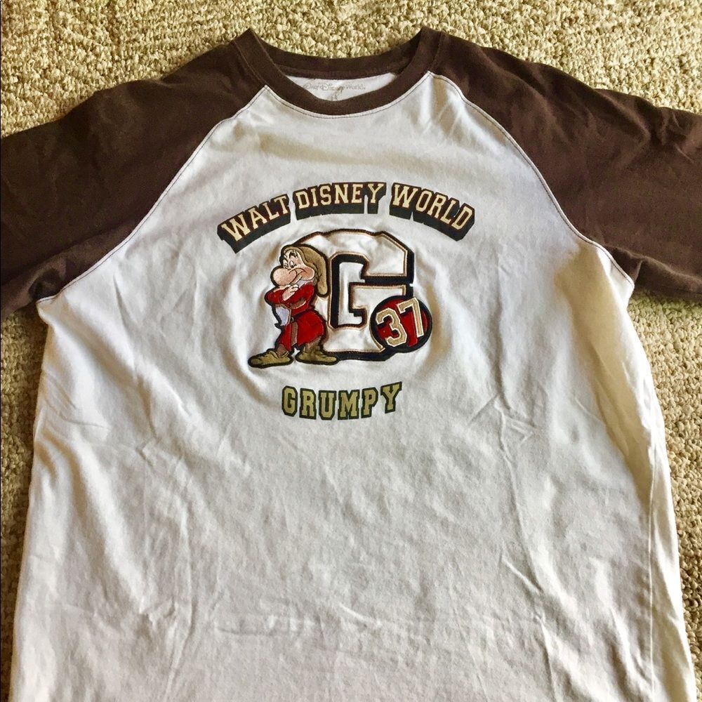 Walt Disney World Grumpy Raglan Short Sleeve Tee - White & Brown